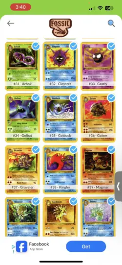 M/NM 1st Edition Fossil WOTC Pokemon Complete Common/Uncommon Lot 27 Cards - Image 4