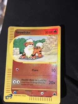Growlithe 62/144 Skyridge Reverse Holo Pokemon Card! Very Rare ! WOTC - Image 2