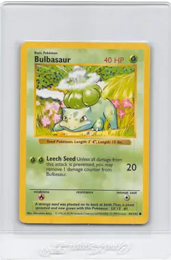 BULBASAUR 44/102 -SHADOWLESS - BASE SET - VINTAGE WOTC Pokemon Card - LP/MP - Image 1