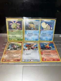 LOT OF 6 Pokemon EX HOLO Stamped Cards Poliwhirl Combusken Sparrow Feebas - Image 1
