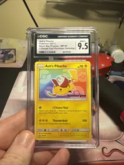 2017 Pokemon Sun & Moon Ash's Pikachu SM108 PROMO I Choose You! SGC 9.5 - Image 1