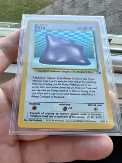 Pokemon TCG Ditto Fossil 3/62 Holo 1999-2000 Wizards Base Set Copyright Holo MP - Image 1