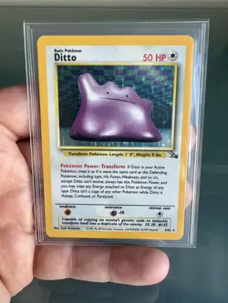 Pokemon TCG Ditto Fossil 3/62 Holo 1999-2000 Wizards Base Set Copyright Holo MP - Image 2