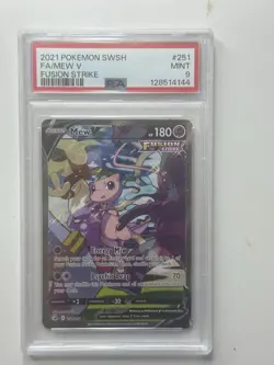 2021 POKEMON SWORD & SHIELD FUSION STRIKE #251 FULL ART/MEW V PSA 9 - Image 1