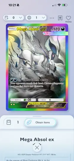 Pokemon Tcg Pocket Trade 2 Star rainbow Absol - Image 1
