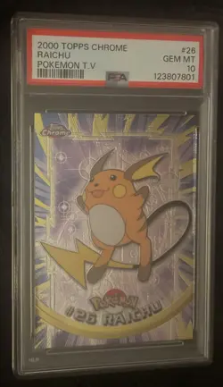 2000 TOPPS CHROME POKEMON T.V. #26 RAICHU PSA 10 - Image 1