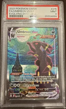 Pokemon Umbreon VMAX Evolving Skies Secret Rare Full Alt Art #215 PSA 9 Mint - Image 1
