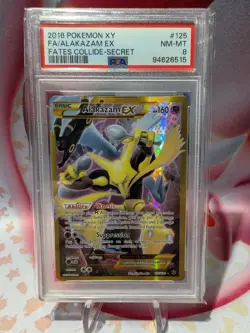 2016 POKEMON XY FATES COLLIDE SECRET #125 FULL ART/ALAKAZAM EX PSA 8 - Image 1