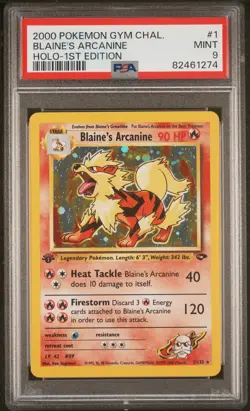 2000 Pokemon Gym Challenge Blaine's Arcanine #1 PSA 9 - Image 1