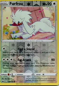 Furfrou Reverse Holo - 126/198 - Chilling Reign Pokemon - Image 1