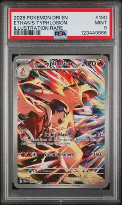 2025 POKEMON DRI EN-DESTINED RIVALS ILLUSTRATION RARE ETHAN'S TYPHLOSION PSA 9 - Image 1