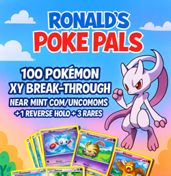 100 Pokemon XY Break-Through - Near Mint Com/Uncoms + 1 Reverse Holo + 3 Rares - Image 1