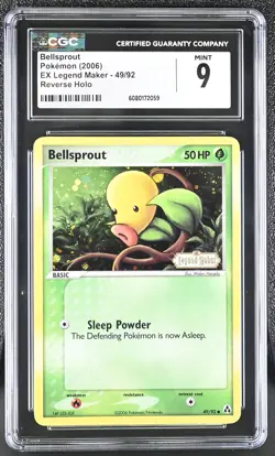 CGC 9 Bellsprout 2006 EX Legend Maker 49/92 Reverse Holo Stamped Pokemon Card - Image 1