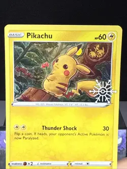 Pokemon Card Pikachu SWSH153 Advent Holiday Promo Snowflake Stamp NM - Image 2
