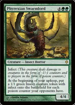 MTG Phyrexian Swarmlord, New Phyrexia, Heavily Played, English - Image 1