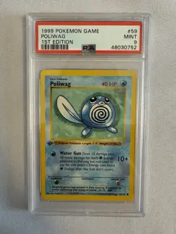 1999 Pokemon - 1st Edition Shadowless Poliwag Base Set 59/102 PSA 9 Mint! WOTC - Image 1