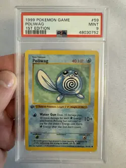 1999 Pokemon - 1st Edition Shadowless Poliwag Base Set 59/102 PSA 9 Mint! WOTC - Image 2