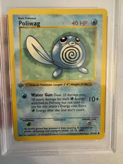 1999 Pokemon - 1st Edition Shadowless Poliwag Base Set 59/102 PSA 9 Mint! WOTC - Image 3