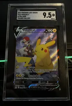 Pokemon LOST ORIGIN Pikachu V SGC 9.5 Trainer Gallery TG16/TG30 Holo 🔥🔥🔥 - Image 1