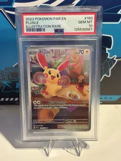 Pokemon TCG Plusle Illustration Rare Card 193/182 Paradox Rift PSA 10 Gem Mint - Image 1