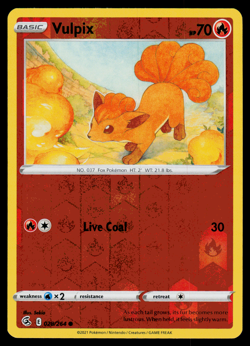 Pokemon Card - SWSH - Fusion Strike Vulpix 028/264 Reverse Holo - NM - Image 1