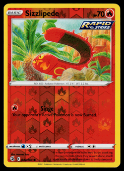Pokemon Card - SWSH - Fusion Strike Sizzlipede 047/264 Reverse Holo - NM - Image 1