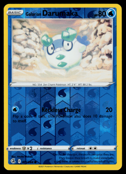 Pokemon Card - SWSH - Fusion Strike Galarian Darumaka 071/264 Reverse Holo - NM - Image 1