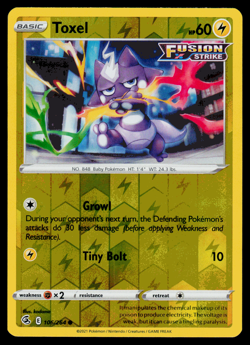 Pokemon Card - SWSH - Fusion Strike Toxel 106/264 Reverse Holo - NM - Image 1