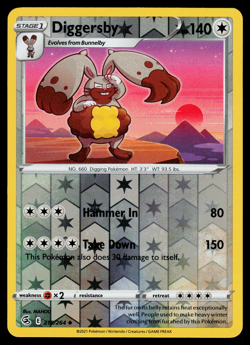Pokemon Card - SWSH - Fusion Strike Diggersby 215/264 Reverse Holo - NM - Image 1