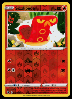 Pokemon Card - SWSH - Fusion Strike Sizzlipede 046/264 Reverse Holo - NM - Image 1