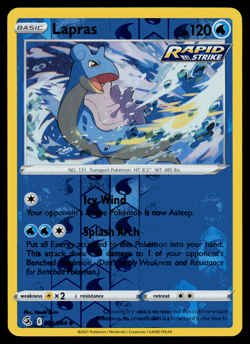 Pokemon Card - SWSH - Fusion Strike Lapras 054/264 Reverse Holo - NM - Image 1