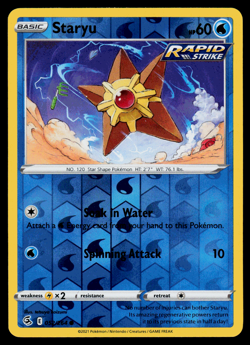 Pokemon Card - SWSH - Fusion Strike Staryu 052/264 Reverse Holo - NM - Image 1