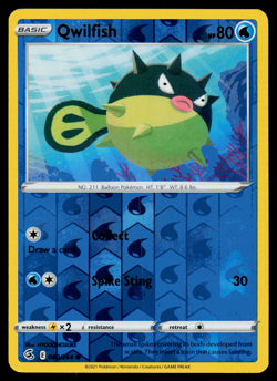 Pokemon Card - SWSH - Fusion Strike Qwilfish 060/264 Reverse Holo - NM - Image 1