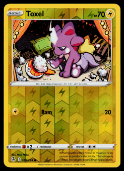 Pokemon Card - SWSH - Fusion Strike Toxel 105/264 Reverse Holo - NM - Image 1
