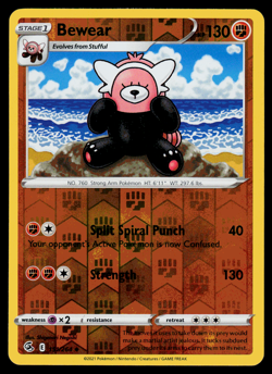 Pokemon Card - SWSH - Fusion Strike Bewear 151/264 Reverse Holo - NM - Image 1