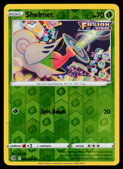 Pokemon Card - SWSH - Fusion Strike Shelmet 013/264 Reverse Holo - NM - Image 1