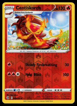 Pokemon Card - SWSH - Fusion Strike Centiskorch 049/264 Reverse Holo - NM - Image 1