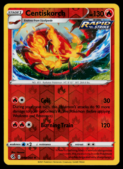Pokemon Card - SWSH - Fusion Strike Centiskorch 048/264 Reverse Holo - NM - Image 1