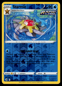 Pokemon Card - SWSH - Fusion Strike Starmie 053/264 Reverse Holo - NM - Image 1