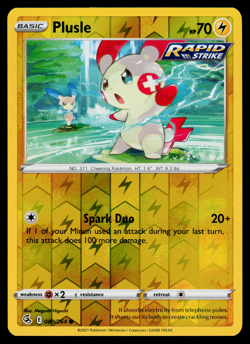 Pokemon Card - SWSH - Fusion Strike Plusle 089/264 Reverse Holo - NM - Image 1