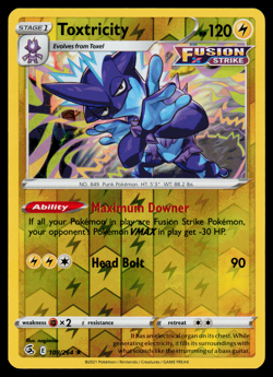 Pokemon Card - SWSH - Fusion Strike Toxtricity 108/264 Reverse Holo - NM - Image 1