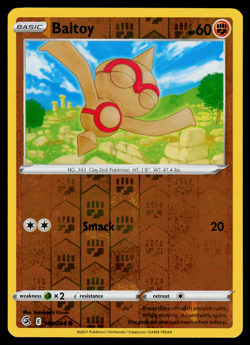 Pokemon Card - SWSH - Fusion Strike Baltoy 144/264 Reverse Holo - NM - Image 1