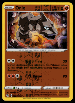 Pokemon Card - SWSH - Fusion Strike Onix 138/264 Reverse Holo - NM - Image 1