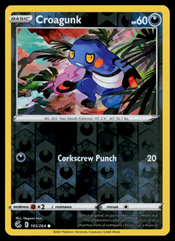 Pokemon Card - SWSH - Fusion Strike Croagunk 165/264 Reverse Holo - NM - Image 1