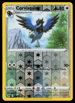Pokemon Card - SWSH - Fusion Strike Corvisquire 220/264 Reverse Holo - NM - Image 1