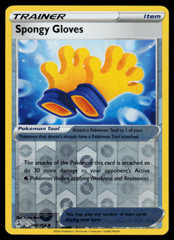 Pokemon Card - SWSH - Fusion Strike Spongy Gloves 243/264 Reverse Holo - NM - Image 1