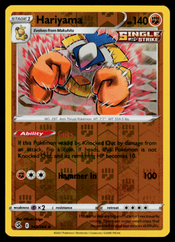 Pokemon Card - SWSH - Fusion Strike Hariyama 143/264 Reverse Holo - NM - Image 1