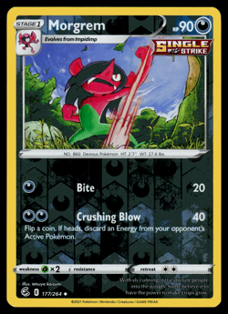 Pokemon Card - SWSH - Fusion Strike Morgrem 177/264 Reverse Holo - NM - Image 1