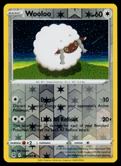 Pokemon Card - SWSH - Fusion Strike Wooloo 221/264 Reverse Holo - NM - Image 1