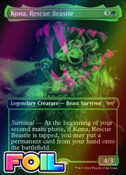 x1 Kona, Rescue Beastie DSK Duskmourn MTG 358 FOIL RARE DOUBLE EXPOSURE M/NM 1x - Image 1